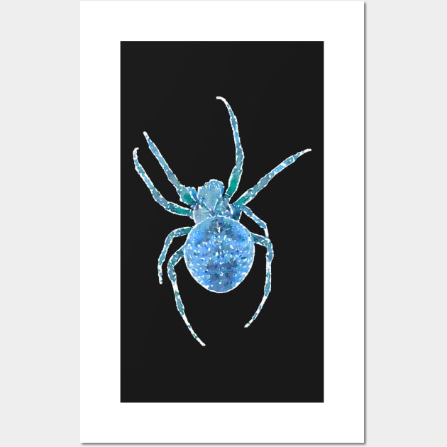 Turquoise Blue Spider Orb-Weaver Watercolor Style Wall Art by Griffelkinn